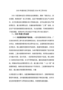 2026年度安全工作总结及2026年工作计划
