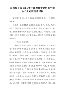 副科级干部2025年主题教育专题组织生活会个人对照检查材料