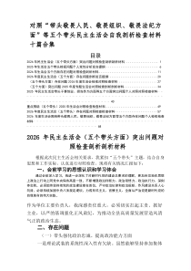 2026年民主生活会重点围绕“带头干事创业、担当作为方面”等五个带头方面问题查摆对照检查检查材料