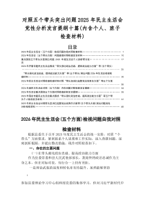 2026年民主生活会（五个带头方面）检视问题对照检查剖析发言提纲