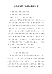 市县共青团工作要点整理2篇