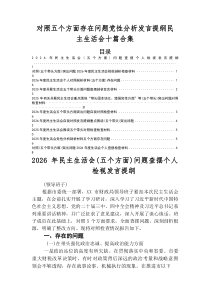 2026年民主生活会（五个带头方面）自我查摆剖析材料