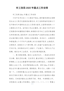 市工信局2025年重点工作安排