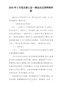 2025年3月党支部三会一课会议记录样例详版