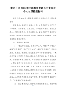 集团公司2025年主题教育专题民主生活会个人对照检查材料