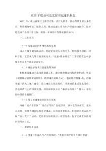 XXXX年度公司党支部书记述职报告