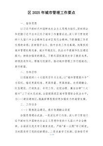 区2025年城市管理工作要点