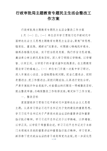 行政审批局主题教育专题民主生活会整改工作方案