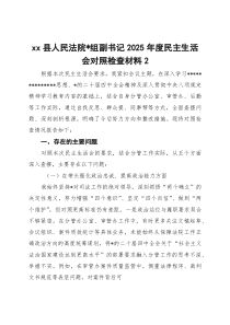 XX县人民法院党组副书记2026年度民主生活会对照检查材料2