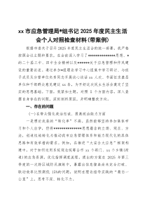 XX市应急管理局党组书记2026年度民主生活会个人对照检查材料(带案例)