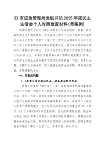 XX市应急管理局党组书记2026年度民主生活会个人对照检查材料（带案例）