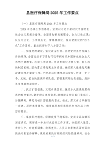 县医疗保障局2025年工作要点