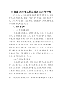 XX街道2026年工作总结及2026年计划