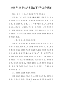 2025年XX市人大常委会下半年工作谋划