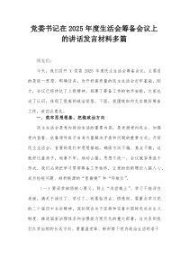 党委书记在2026年度生活会筹备会议上的讲话发言材料多篇