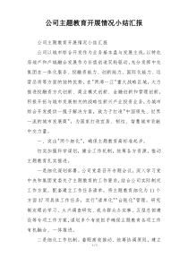公司主题教育开展情况小结汇报