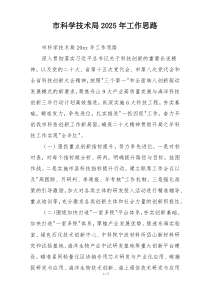 市科学技术局2025年工作思路