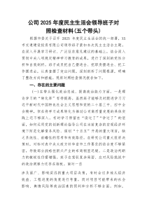 公司2026年度民主生活会领导班子对照检查材料，（五个带头）