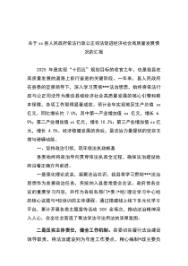 关于XX县人民政府依法行政公正司法促进经济社会高质量发展情况的汇报