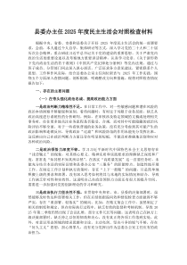 县委办主任2026年度民主生活会对照检查材料