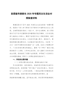县委宣传部部长2026年专题民主生活会对照检查材料