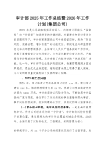 审计部2026年工作总结暨2026年工作计划（集团公司）