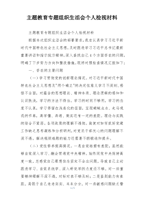 主题教育专题组织生活会个人检视材料