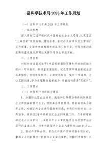 县科学技术局2025年工作规划