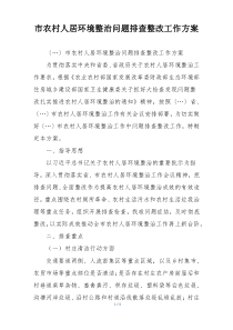 市农村人居环境整治问题排查整改工作方案