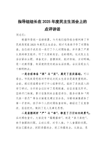 指导组组长在2026年度民主生活会上的点评讲话