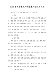 2025年X区教育局安全生产工作要点1