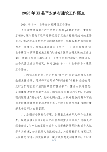 2025年XX县平安乡村建设工作要点