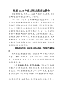 镇长2026年度述职述廉述法报告