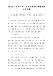 街道学习贯彻党的二十届三中全会精神宣讲工作方案