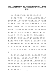 夯实主题教育学习实效全面推进政法工作现代化