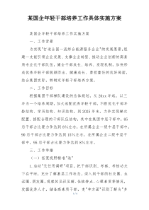 某国企年轻干部培养工作具体实施方案