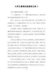 大学生暑期实践感悟五例 3