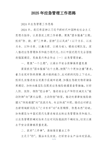 2025年应急管理工作思路