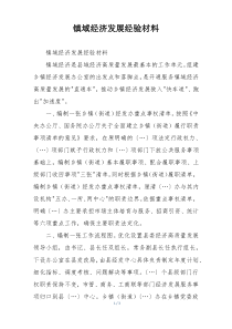 镇域经济发展经验材料