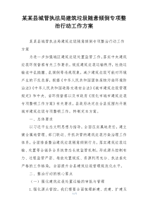 某某县城管执法局建筑垃圾随意倾倒专项整治行动工作方案