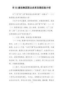 市XX建设集团国企改革发展经验介绍