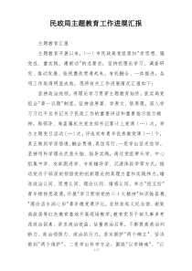 民政局主题教育工作进展汇报