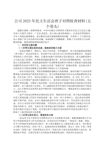 公司2026年民主生活会班子对照检查材料(五个带头)