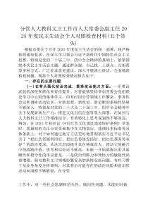 分管人大教科文卫工作市人大常委会副主任2026年度民主生活会个人对照检查材料(五个带头)