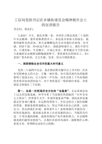 工信局党组书记在乡镇街道宣会精神报告会上的宣讲报告