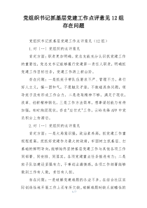 党组织书记抓基层党建工作点评意见12组存在问题