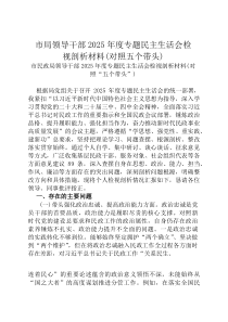 市局领导干部2026年度专题民主生活会检视剖析材料（对照五个带头）