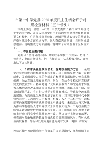 市第一中学党委2026年度民主生活会班子对照检查材料（五个带头）