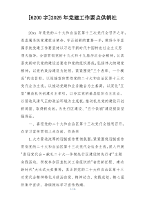 [6200字]2025年党建工作要点供销社