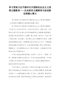 学习贯彻习近平新时代中国特色社会主义思想主题教育——扎实抓好主题教育为奋进新征程凝心聚力